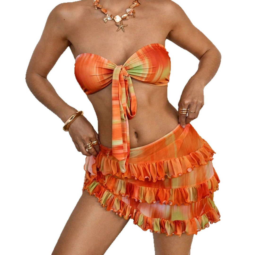 Dame Bandeau-bikini med moderne ruffle-detaljer Skovae