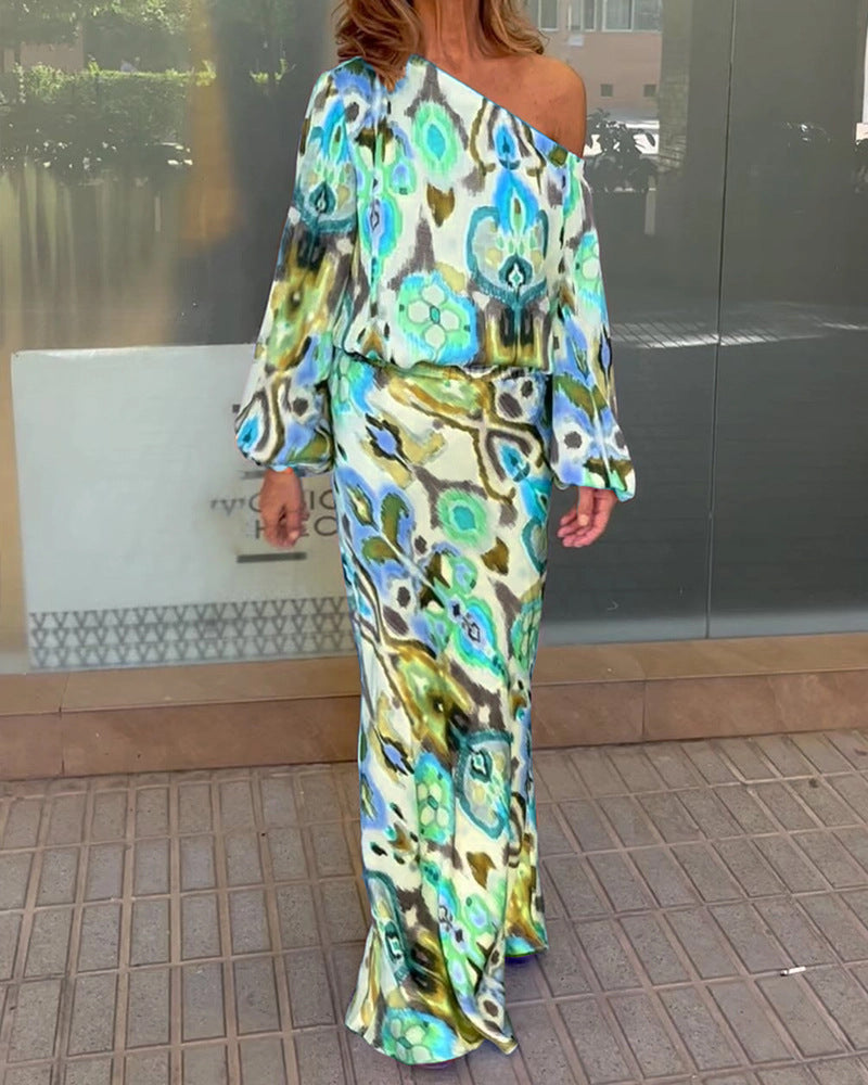 Dame Elegante Maxikjole med asymmetrisk snit og flydende stof Stilla