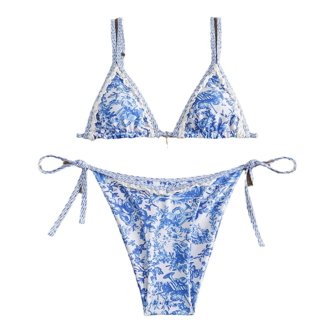 Dame blomstertryk trekants-bikini-sæt Stilla 1750838625