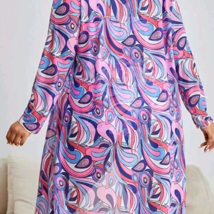 Damebikini med afslappet kaftan og moderne mønsterblandning Stilla