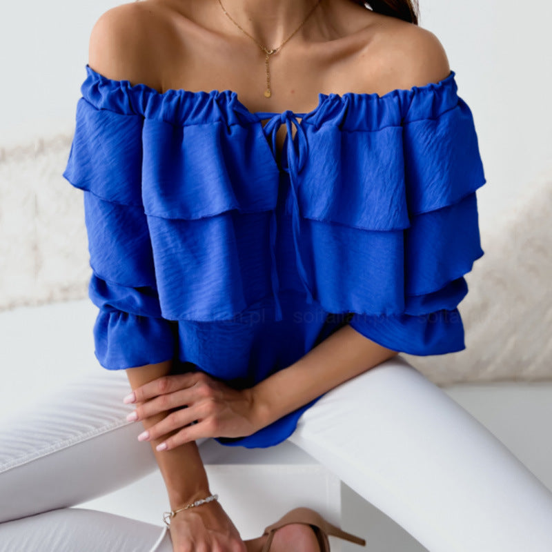 Kvinder legesyge top med flæse design og off-shoulder skæring Stilla