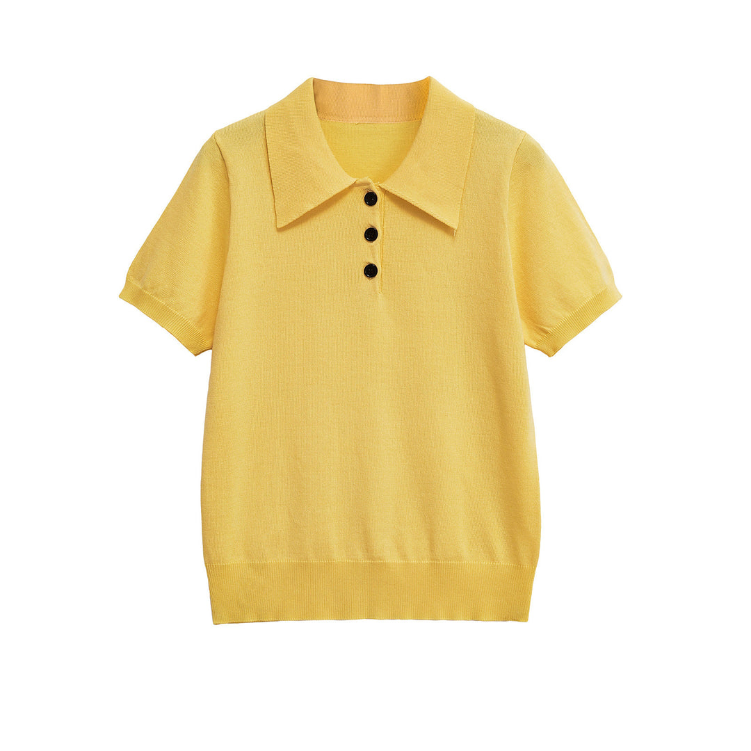 Femme Strik-Polo med knapdetalje Stilla