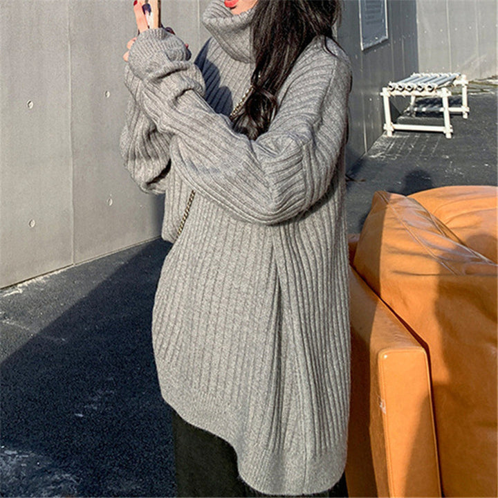 Kvinders elegante og hyggelige turtleneck sweater med ribbet tekstur Stilla