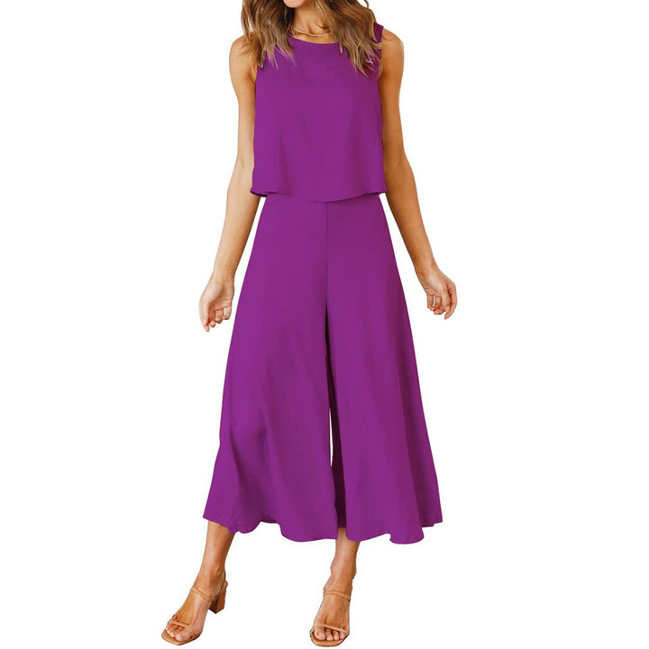 Dame behagelig jumpsuit med vid ben og off-shoulder design Skovae