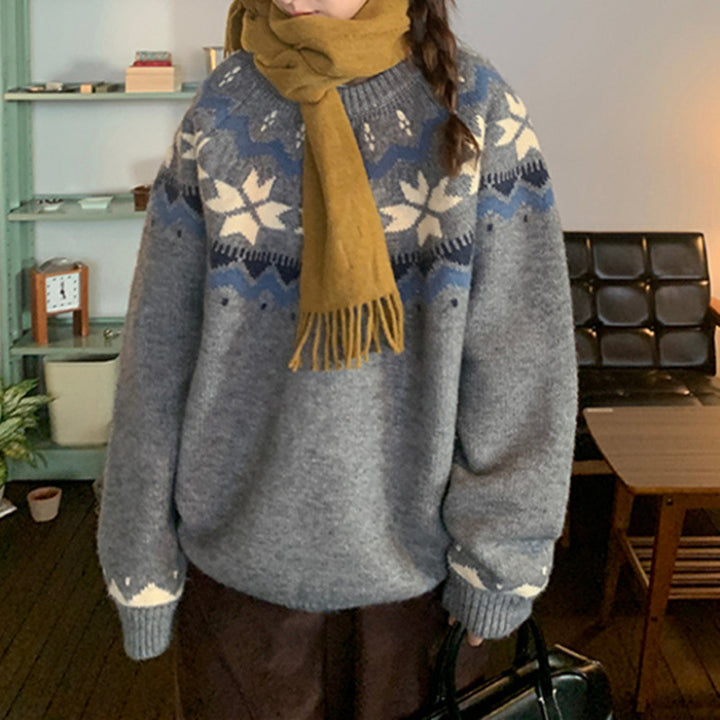 Kvinders hyggelige sweater med vintermønster Stilla