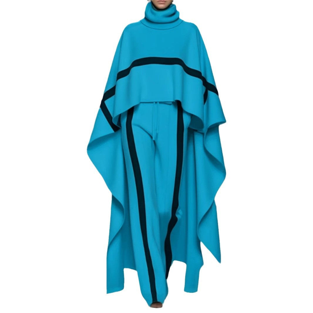 Dame elegant og stilfuld sæt bestående af hyggelig poncho og brede bukser Stilla
