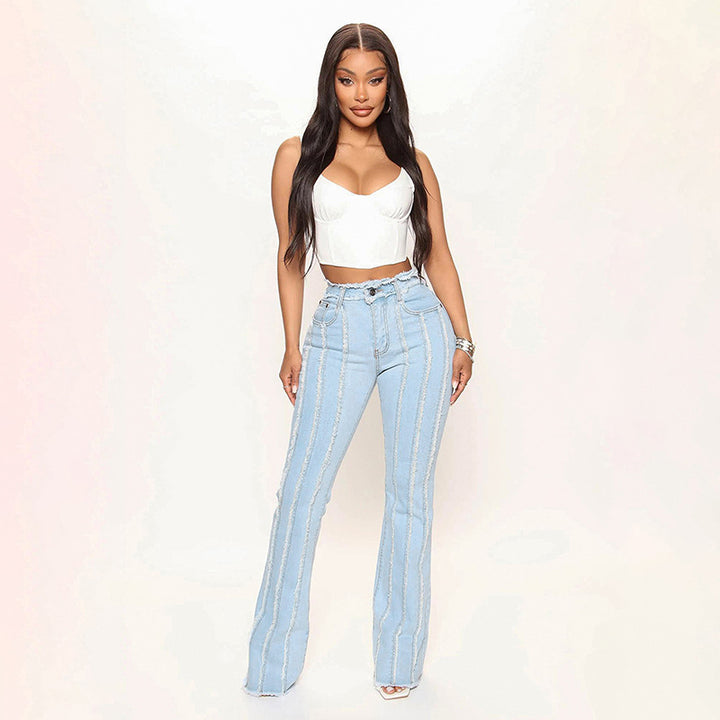 Dame Flared Jeans med vertikale striber Stilla