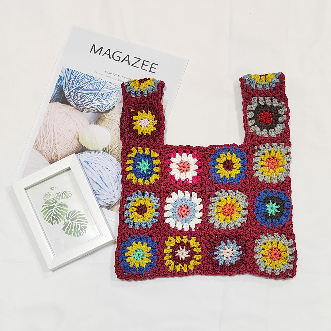 Dame hæklet taske i farverigt Granny-design Stilla