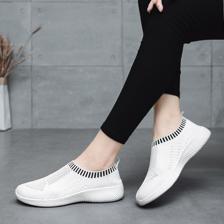 Dame Slip-On Sport Sneakers med åndbart strikovermateriale Stilla