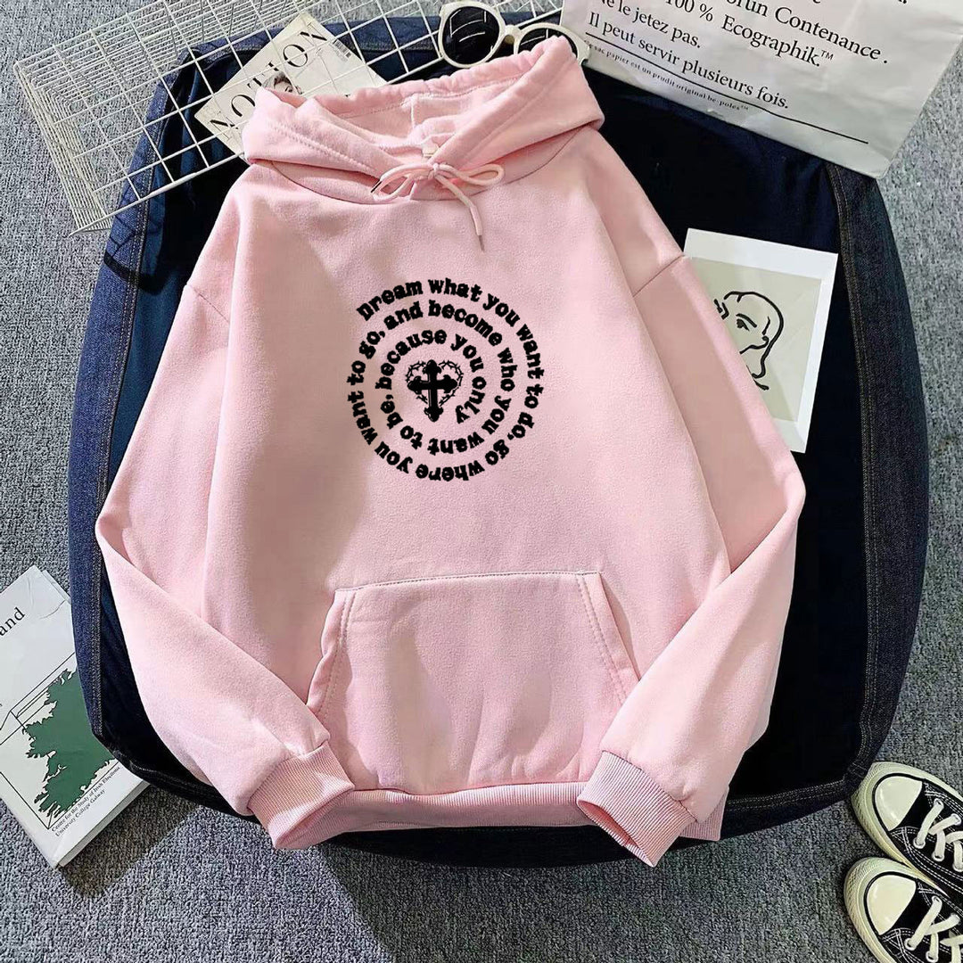 Dame hoodie med inspirerende motiv Skovae