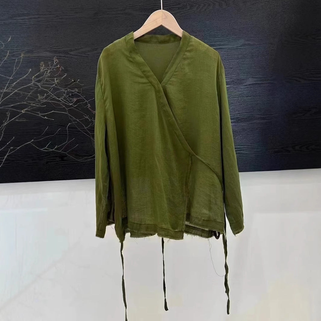 Femme Letvægts Tie-Front Langærmet Bluse Stilla