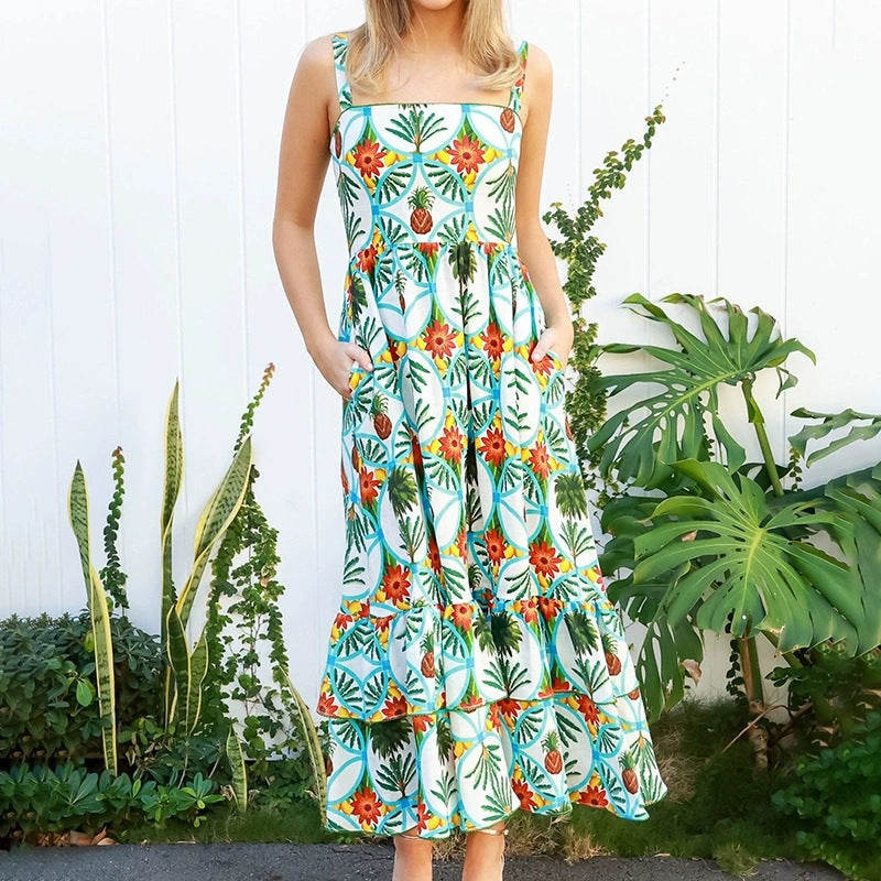 Dame Maxikjole med blomsterprint Stilla
