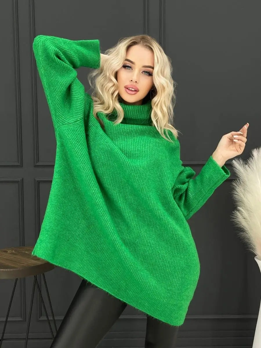Dame hyggelig oversized sweater med høj krave og konisk skæring Stilla