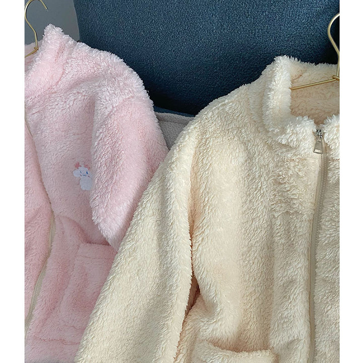 Dame Fleece-Pyjama-sæt med lynlås og hyggeligt materiale Stilla