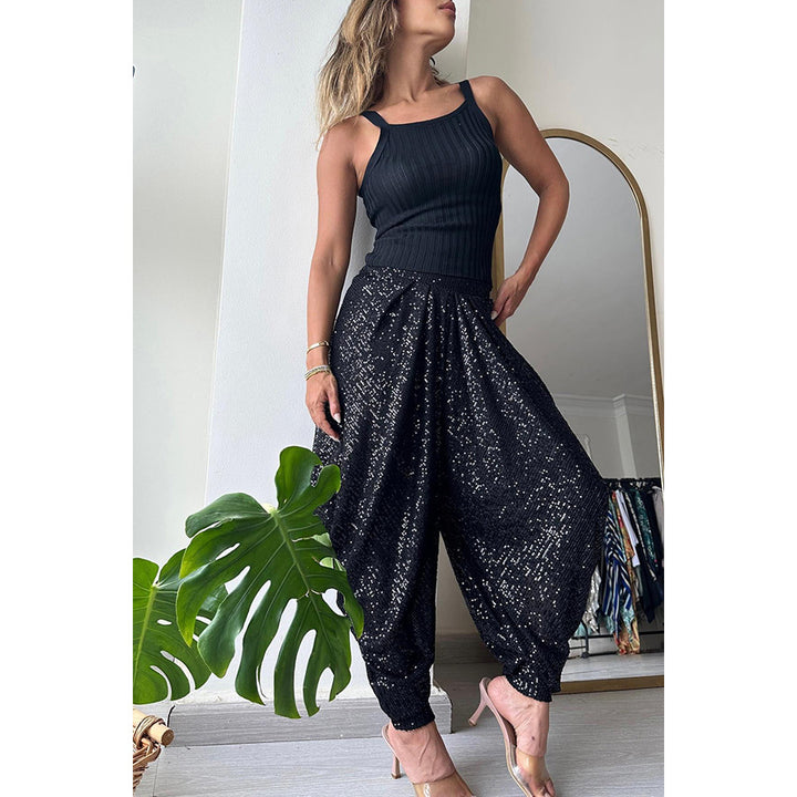 Dame Elegant Bukser med Glitterdetaljer og afslappet snit Stiila