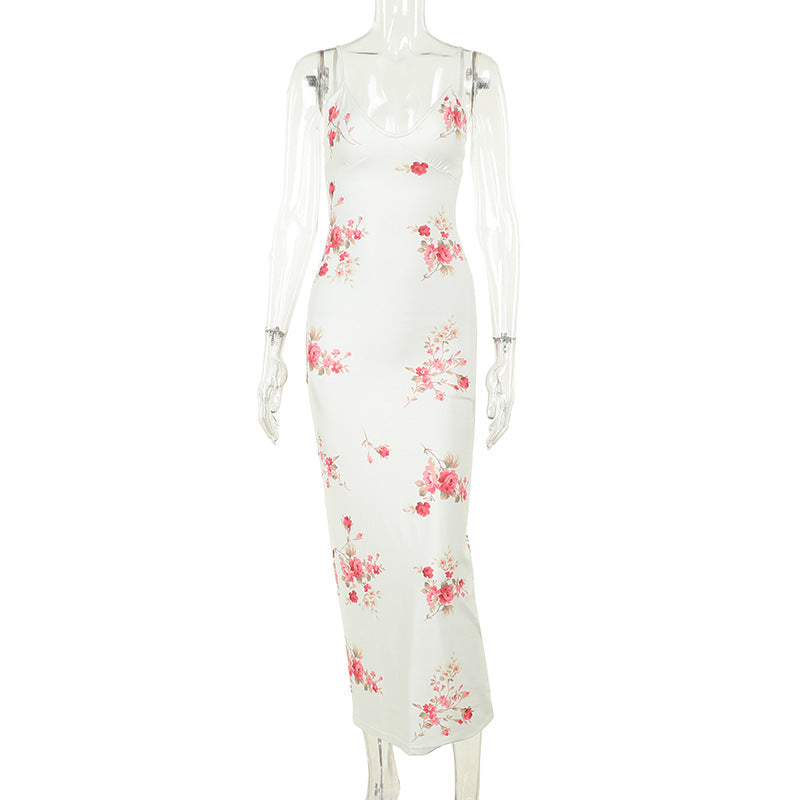 Dame Elegant Maxikjole med blomstermotiv Skovae