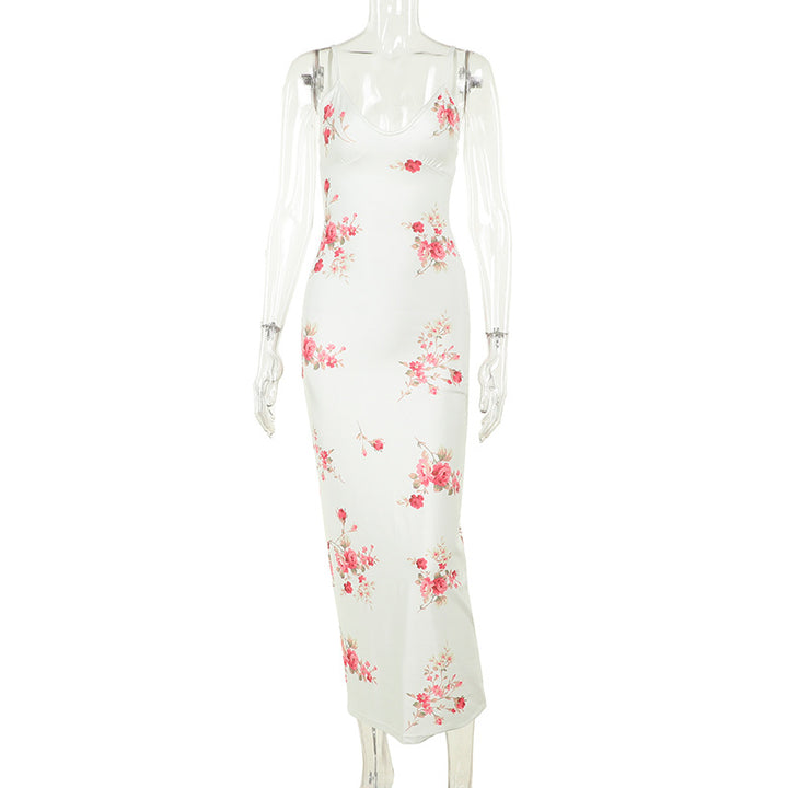 Dame Elegant Maxikjole med blomstermotiv Skovae