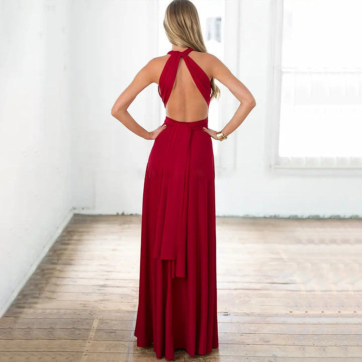 Dame maxikjole med elegant indpakningsdesign og figurformende pasform Stilla