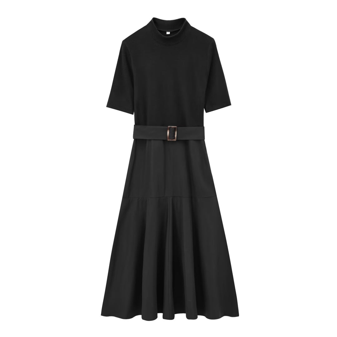 Dame Elegante farveblok-midi-kjole med bælte Stilla