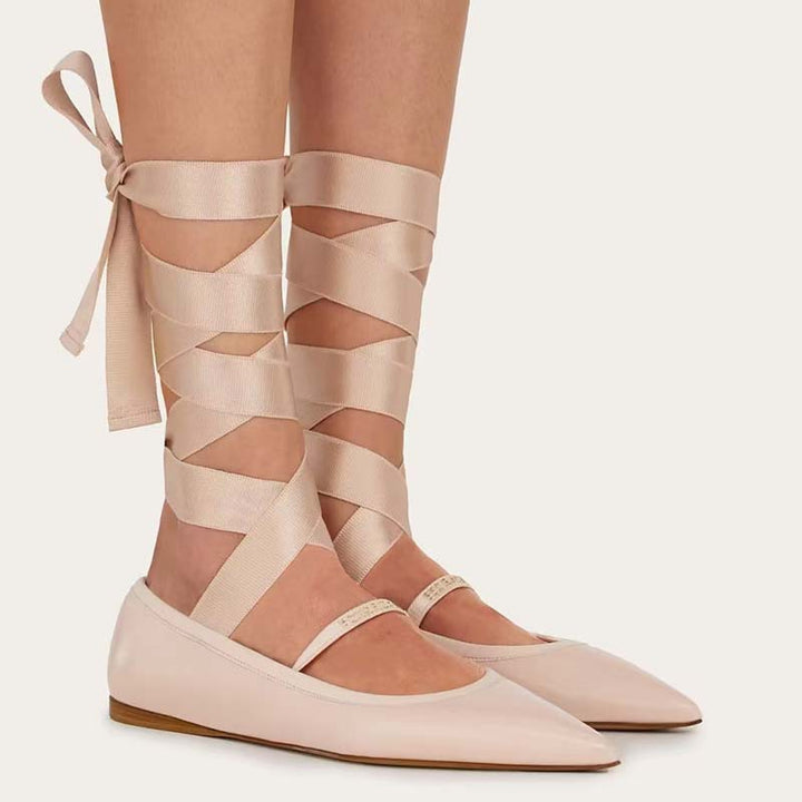 Femme Elegante Snøre-Spitze Flade Stilla