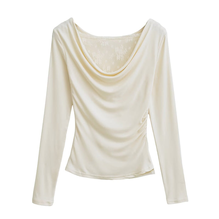 Dame elegant longsleeve top med glat draperingseffekt Stilla