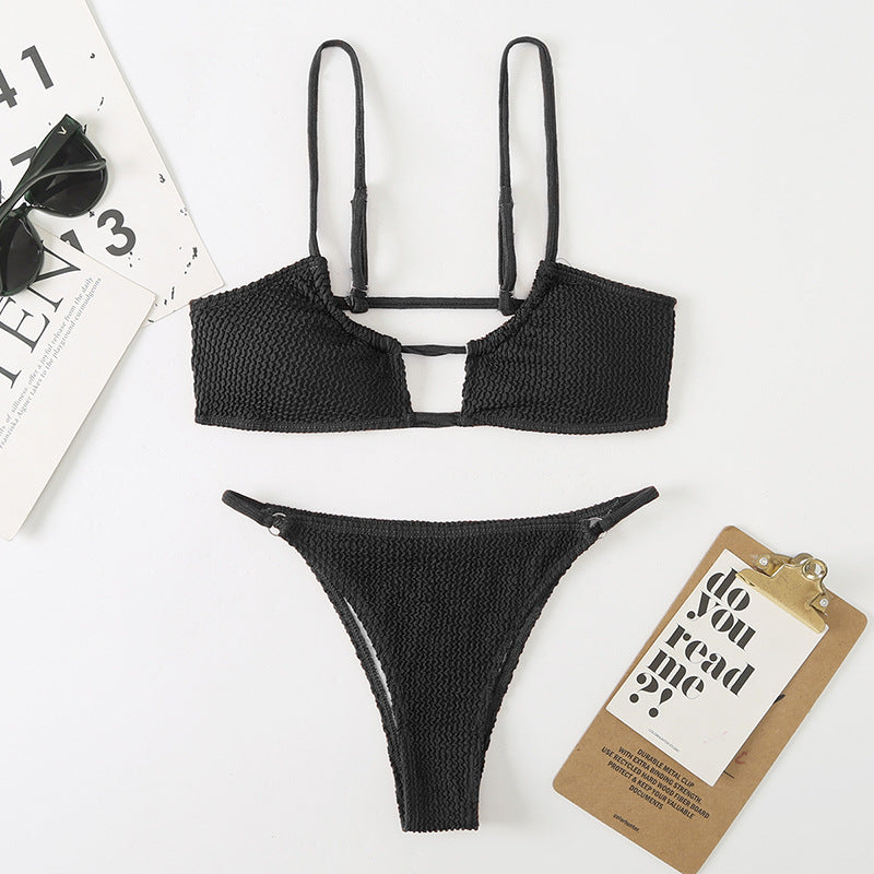 Dame bikini top og underdel med raffineret netdesign og justerbare stropper Stilla