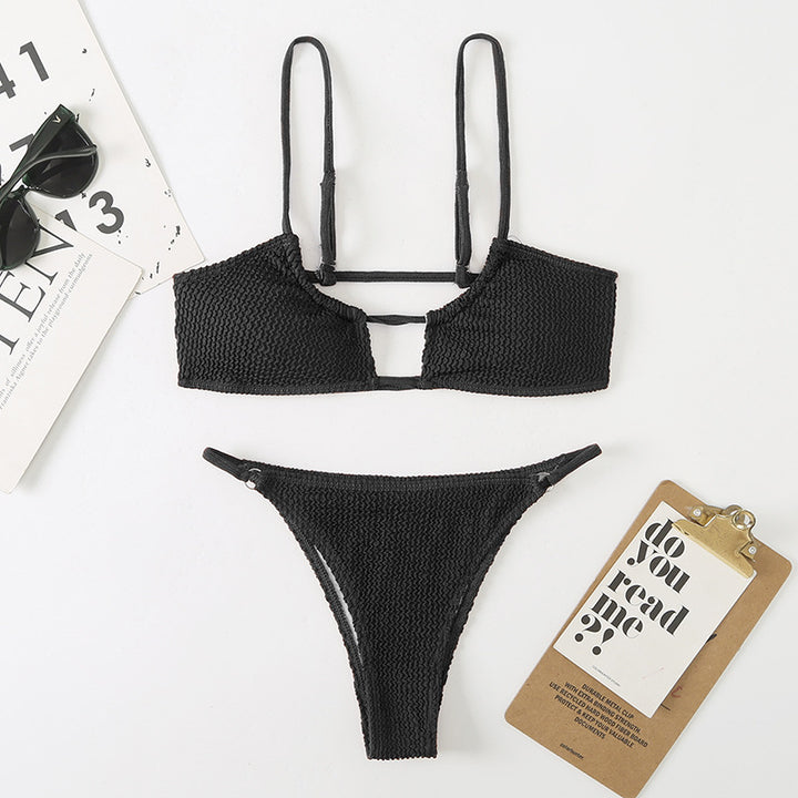 Dame bikini top og underdel med raffineret netdesign og justerbare stropper Stilla