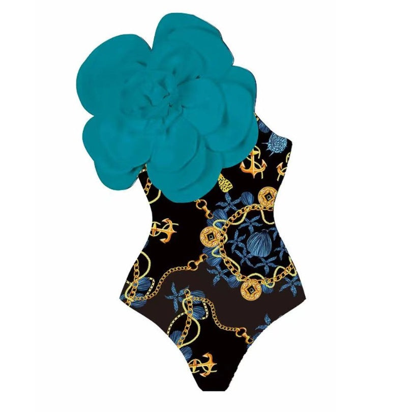 Dame Elegant One-Piece with Artistic Flower Decoration Skovae