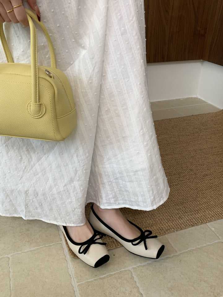 Femme Metallic Square Toe Flats med Sløjfedetalje Stilla