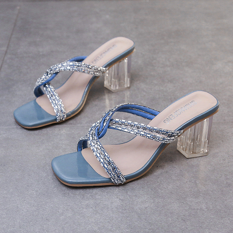 Dame elegante højhælede sandaler med funklerende remdesign Stilla