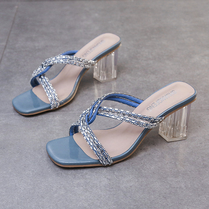 Dame elegante højhælede sandaler med funklerende remdesign Stilla