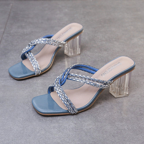 Dame elegante højhælede sandaler med funklerende remdesign Stilla