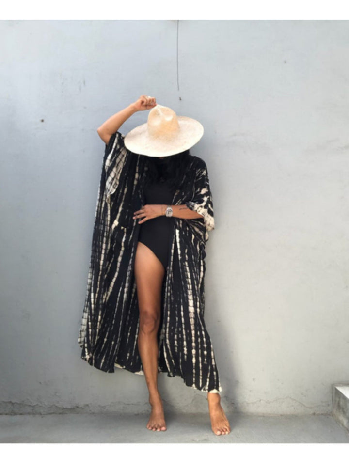 Dame Strandkaftan i let chiffon med unikt mønster Stilla