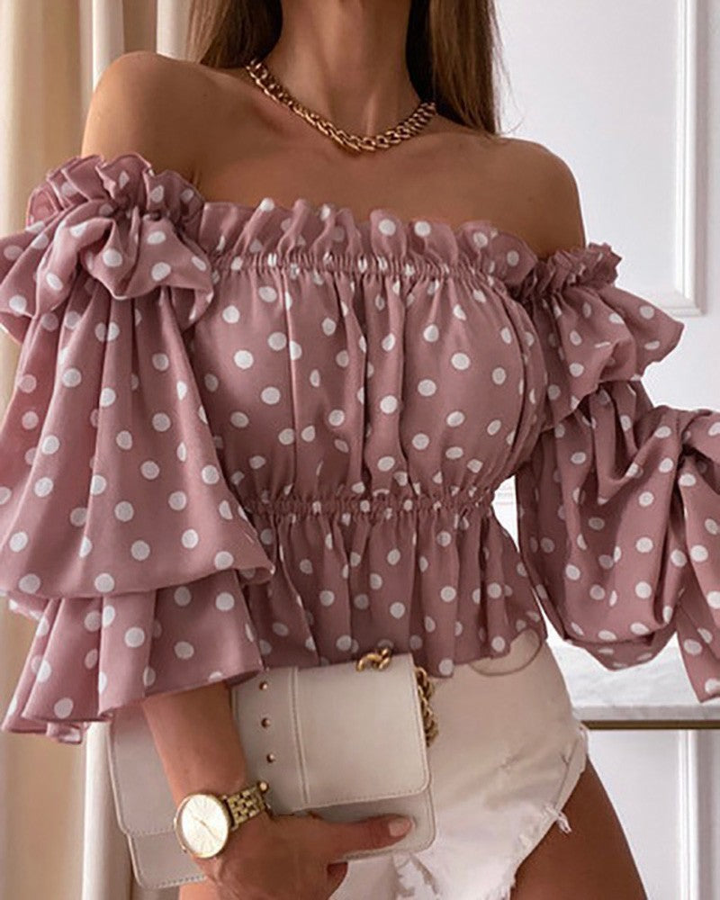 Kvinder Off-Shoulder Blomster Peplum Top Stilla