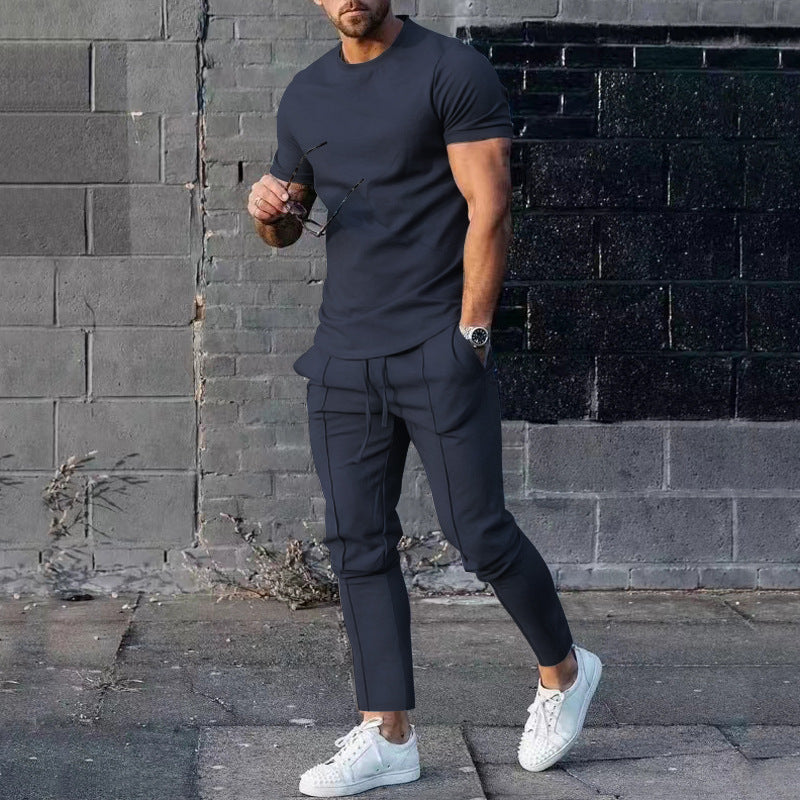 Herrer afslappet sport outfit med åndbart T-shirt og løs joggingbukser Stilla