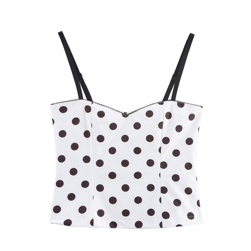Femme Polka Dot Spaghetti-strop Top med justerbare stropper Stilla