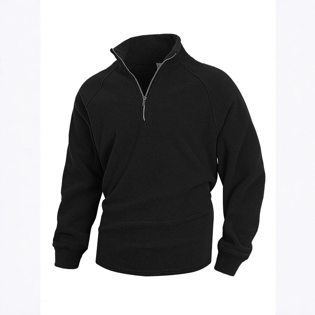 Herren fleece-pullover med halvmeter lynlås og elastiske manchetter Stilla