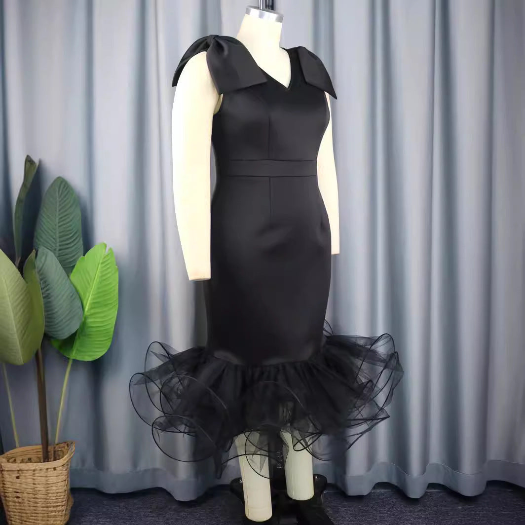 Dame elegant kjole med innovative tyl volanger Skovae