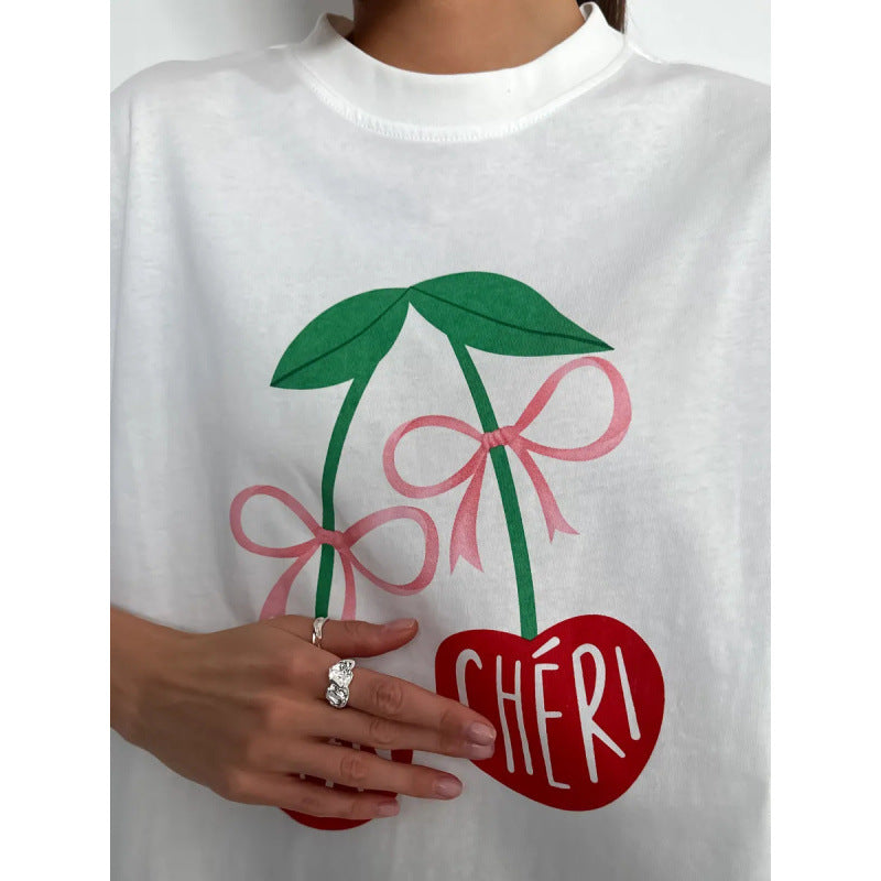 Dame T-Shirt med frugtig print og charmerende tekst Stilla