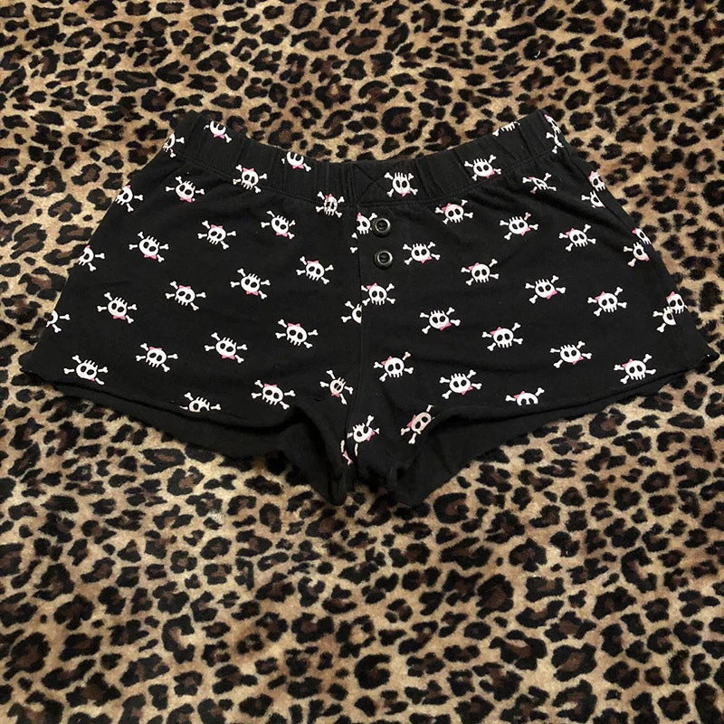 Dame bomuldsboxershorts med dødningehovedmønster Skovae