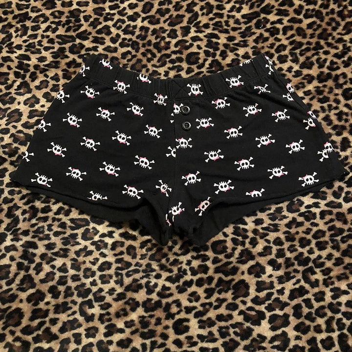 Dame bomuldsboxershorts med dødningehovedmønster Skovae