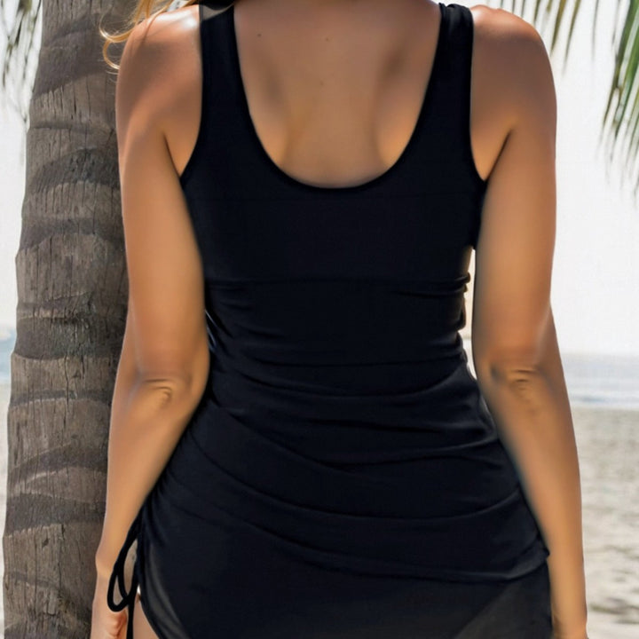 Dame Tankini-top med fashionable rynkeeffekter og sidet bindingsbånd Stilla