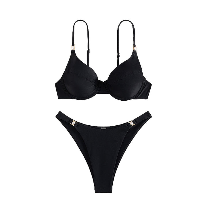 Dame Push-Up Bikini med moderne guld-detalje Skovae