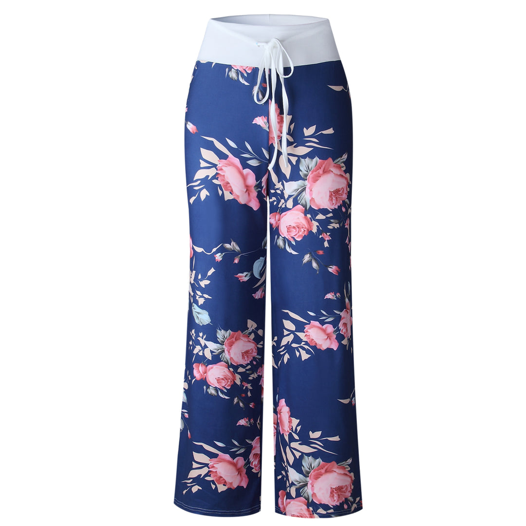 Dame Palazzo-bukser med elastisk talje og blomsterdesign Stilla