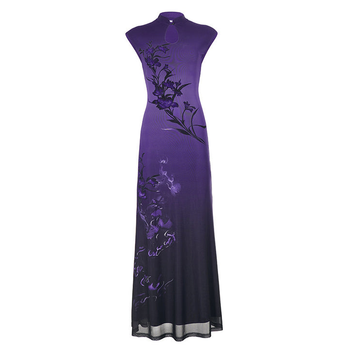 Dame Maxikjole med elegant, floral design Skovae