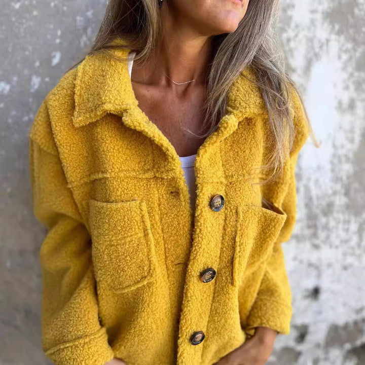 Femme Cozy Fleece Knaplukning Jakke Stilla