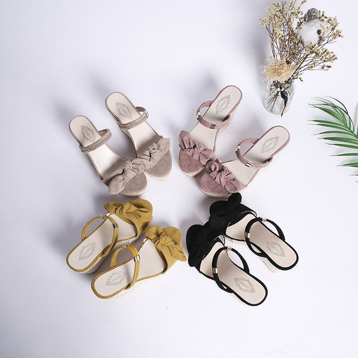 Dame Wedge-sandaler med dekorativt sløjfe-design og skridsikker sål Stilla