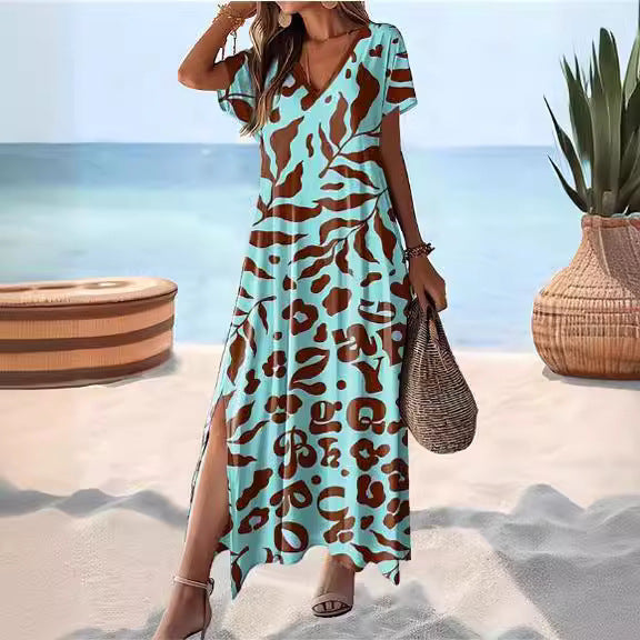 Dame Elegant Lagdelt Maxi Kjole Stilla