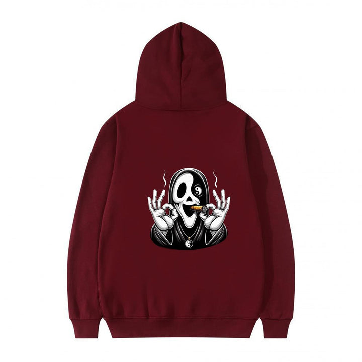 Dame hoodie med kunstnerisk kraniumprint og afslappet pasform Skovae