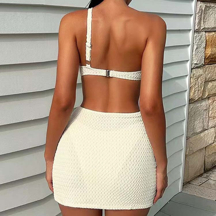 Dame Bikini-sæt med innovativt asymmetrisk design og raffineret rynke Stilla